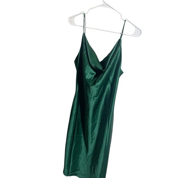 Petal + Pup Green Satin Midi Slip Dress Size US 6 Adjustable Straps - Picture 3 of 5
